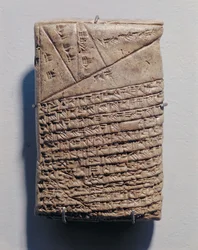 Tablet with Fourteen Lines of a Mathematical Text in Cuneiform Script and a Geometric Design